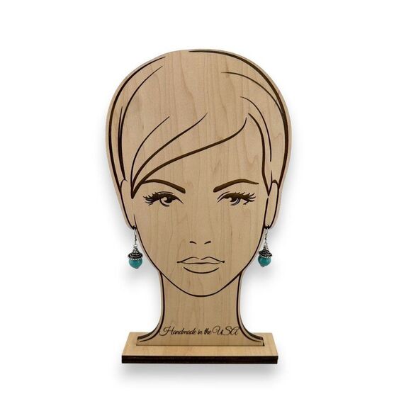 Turquoise Wagnerite Antique Silver Tone Earrings Surgical Steel Hooks - Picture 6 of 7